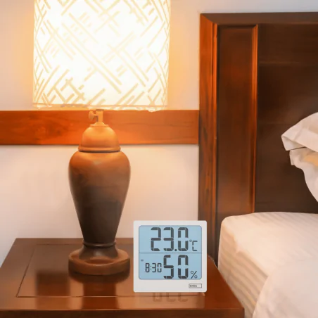 Termometry-i-stacje-pogodowe - termometr z higrometrem i zegarem biały bezprzewodowy e0114n emos 