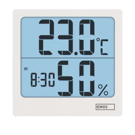 Termometry-i-stacje-pogodowe - termometr z higrometrem i zegarem biały bezprzewodowy e0114n emos 