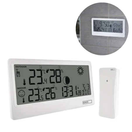 Termometry-i-stacje-pogodowe - bezprzewodowa stacja pogody biała z dużym wyświetlaczem e0531 emos 