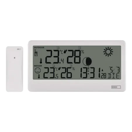 Termometry-i-stacje-pogodowe - bezprzewodowa stacja pogody biała z dużym wyświetlaczem e0531 emos 