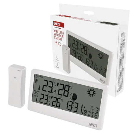 Termometry-i-stacje-pogodowe - bezprzewodowa stacja pogody biała z dużym wyświetlaczem e0531 emos 