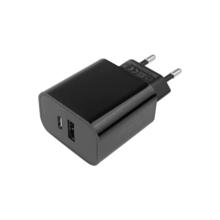 Przedluzacze-elektryczne - szybka ładowarka do telefonu czarna usb-c usb-a kostka zasilacz do smartfonu eco-light 