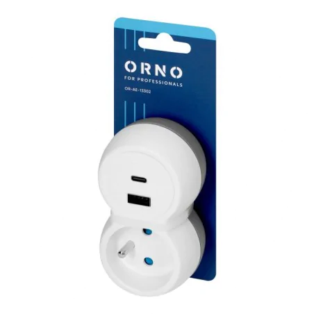 Rozgalezniki - rozgałęźnik z ładowarką usb kontakt z uziemieniem i portami usb c+a or-ae-13302 orno 