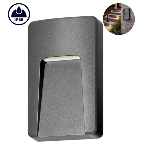 Kinkiety-ogrodowe - oprawa elewacyjna led 3w prostokątna lampa na zewnątrz przyschodowa sligo orno 