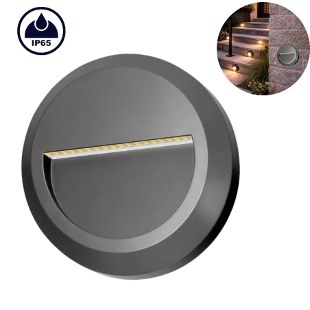 Kinkiety-ogrodowe - lampa elewacyjna zewnętrzna schodowa led 1w oświetlenie ścienne okrągłe kibo orno 