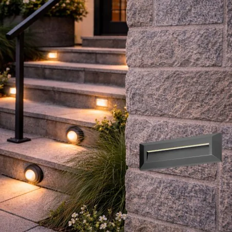 Kinkiety-ogrodowe - podłużna lampa elewacyjna zewnętrzna led 1,5w oświetlenie ścienne prostokątne ip65 kibo orno 