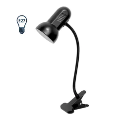 Lampki-biurkowe - metalowa lampka biurkowa z klipsem czarna giętka e27 ganso dl-21/b orno