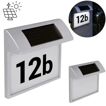 Kinkiety-solarne - lampa solarna natynkowa elewacyjna z podświetlanym numerem domu adres 04372 ideus 