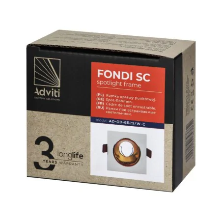 Oprawy-sufitowe-stale - oprawa sufitowa podtynkowa kwadratowa oczko biało-złote fondi orno 