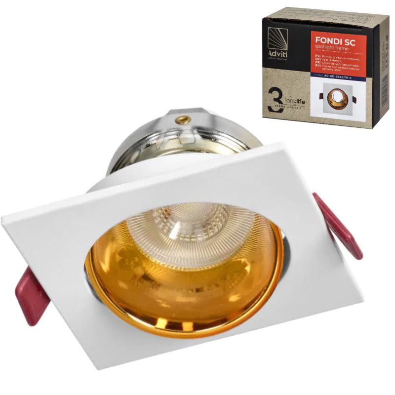 Oprawy-sufitowe-stale - oprawa sufitowa podtynkowa kwadratowa oczko biało-złote fondi orno firmy ORNO 