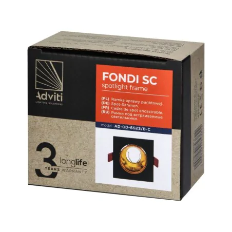 Oprawy-sufitowe-stale - oprawa sufitowa wpuszczana kwadratowa oczko czarno-złote fondi orno 