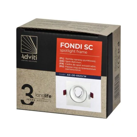 Oprawy-sufitowe-stale - ramka dekoracyjna oprawy sufitowej kwadratowa oczko punktowe białe fondi orno 