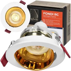 Oprawy-sufitowe-ruchome - oczko sufitowe biało-złote oprawa wpuszczana w sufit gu10 fondi orno