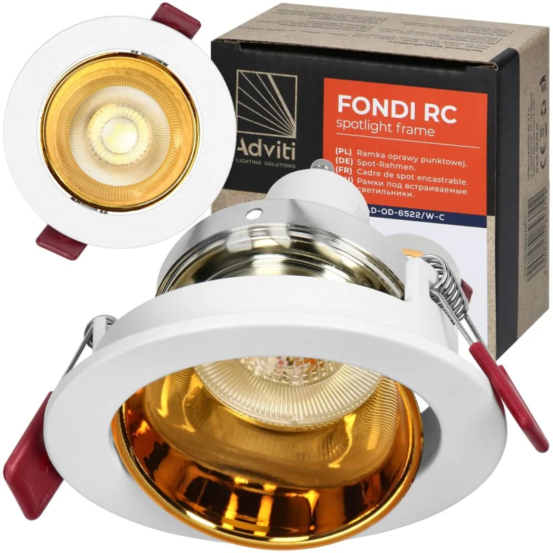 Oprawy-sufitowe-ruchome - oczko sufitowe biało-złote oprawa wpuszczana w sufit gu10 fondi orno firmy ORNO 