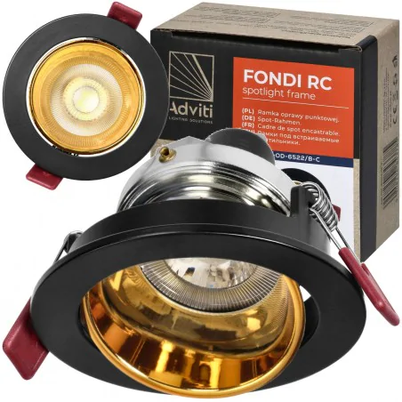 Oprawy-sufitowe-ruchome - czarno-złote oczko sufitowe podtynkowe oprawa wpuszczana w sufit gu10 fondi orno 