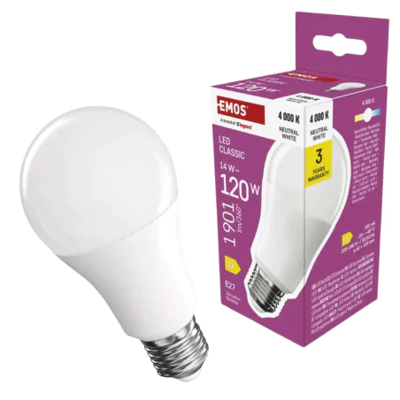Gwint-trzonek-e27 - żarówka led e27 mocna 14w neutralna 4000k 1901lm a60 zq5d76 emos 