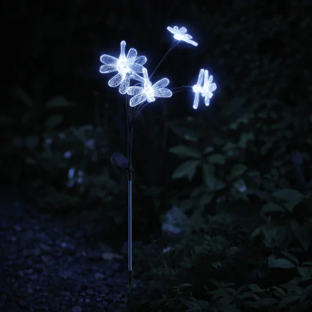 Lampy-solarne - lampka solarna wbijana led do ogrodu z imitacją ważki zimne światło imago led 04938 ideus 