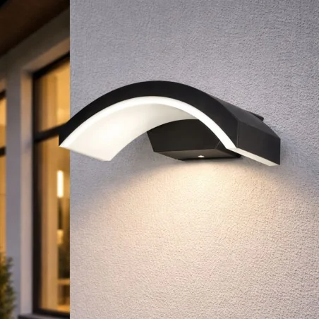 Kinkiety-ogrodowe - kinkiet ogrodowy led skierowany w dół lampa zewnętrzna czarna 9w 4000k ip54 pilea orno 