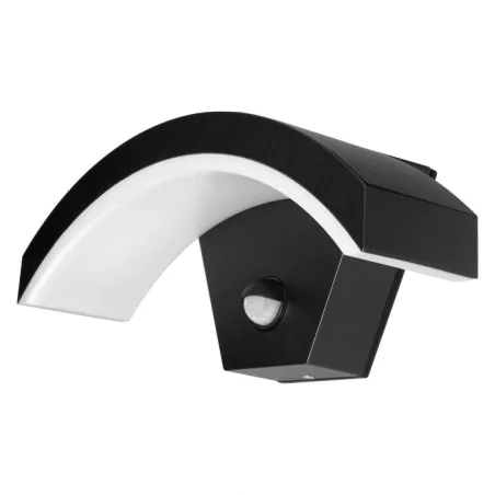 Kinkiety-ogrodowe - lampa ścienna ogrodowa led kinkiet z czujnikiem ruchu czarny półowalny 9w ip54 orno 