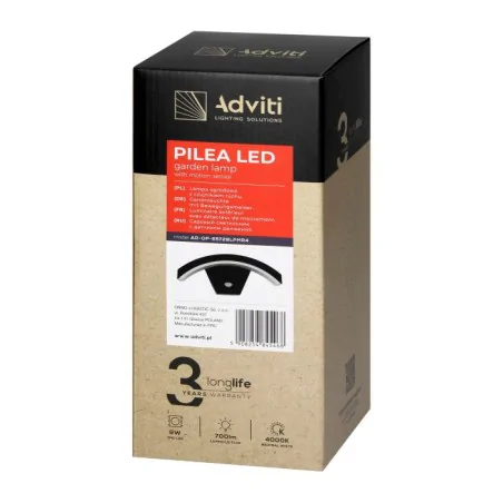 Kinkiety-ogrodowe - lampa ścienna ogrodowa led kinkiet z czujnikiem ruchu czarny półowalny 9w ip54 orno 