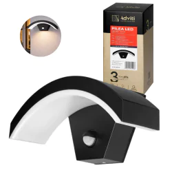 Kinkiety-ogrodowe - lampa ścienna ogrodowa led kinkiet z czujnikiem ruchu czarny półowalny 9w ip54 orno