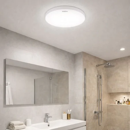 Plafony - lampa led do łazienki sufitowa 18w z neutralnym światłem ip44 04953 dowbor ideus 