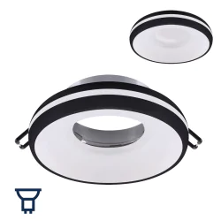 Oprawy-sufitowe-stale - oprawa sufitowa ze szklanym paskiem oczko wpuszczane w sufit biało-czarne ofra ideus