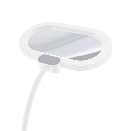 Lampki-biurkowe - lampka biurkowa led z regulacją światła zegarem i lusterkiem biała 12w elipso ideus 