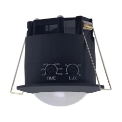 Czujniki-ruchu - czarny podtynkowy sufitowy czujnik ruchu oko pir 04912 ideus