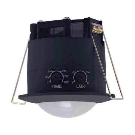 Czujniki-ruchu - czarny podtynkowy sufitowy czujnik ruchu oko pir 04912 ideus 