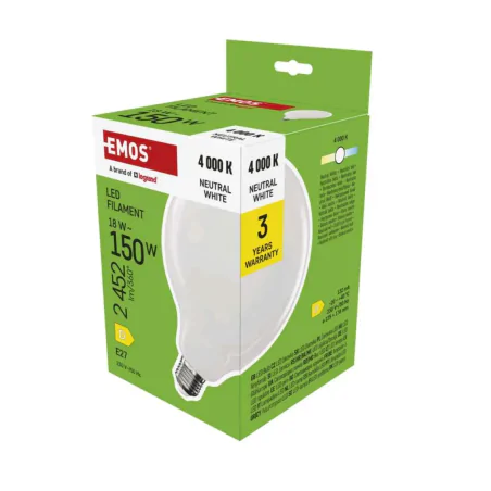 Gwint-trzonek-e27 - mocna żarówka led g125 globe duża kula mleczna 18w-150w 2452lm e27 neutralna 4000k emos 