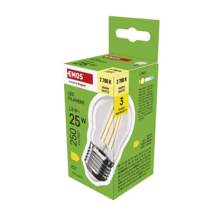 Gwint-trzonek-e27 - żarówka led filament kulka z gwintem e27 mini globe 1,8w 250lm ciepła 250lm emos 