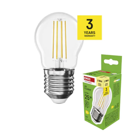 Gwint-trzonek-e27 - żarówka led filament kulka z gwintem e27 mini globe 1,8w 250lm ciepła 250lm emos 