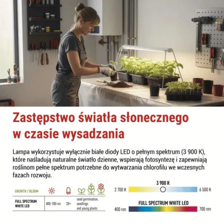 Oswietlenie - lampa wspomagająca wzrost roślin oświetlenie do uprawy sadzonek 15w z timerem grow emos 