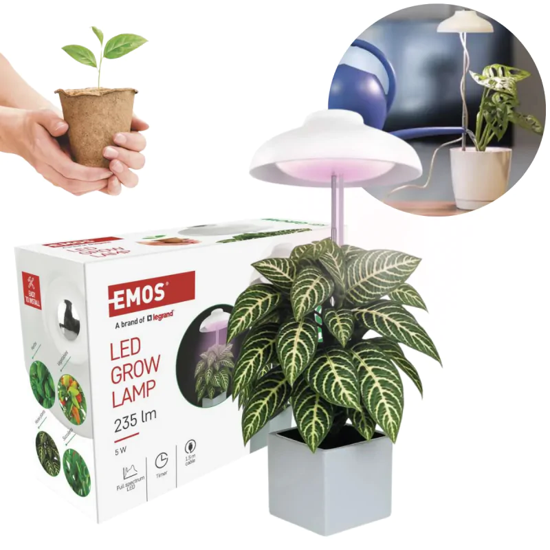 Oswietlenie - lampa wspomagająca uprawę roślin oświetlenie do wzrostu sadzonek 5w z wyłącznikiem czasowym grow emos firmy EMOS 