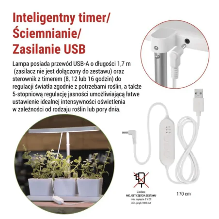 Oswietlenie - lampa led do uprawy roślin z możliwością ściemniania oświetlenie wspomagające wzrost sadzonek z doniczkami grow emos 