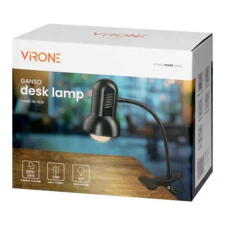 Lampki-biurkowe - metalowa lampka biurkowa z klipsem czarna giętka e27 ganso dl-21/b orno 