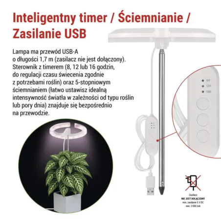 Oswietlenie - lampa led wspomagająca rozwój roślin z możliwością ściemniania z timerem grow emos 