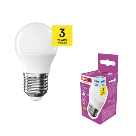 Gwint-trzonek-e27 - zq6e24 żarówka globe led e27 kulka mleczna 4,2w zimna 6500k 40w 470lm emos 