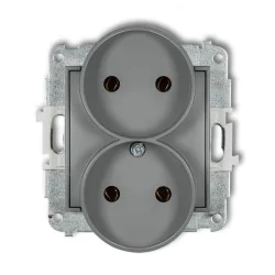 Gniazda-podwojne-podtynkowe - gniazdo podwójne bez uziemienia do ramki mini karlik szary mat 27mgpr-2