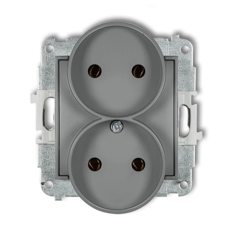 Gniazda-podwojne-podtynkowe - gniazdo podwójne bez uziemienia do ramki mini karlik szary mat 27mgpr-2 firmy Karlik 