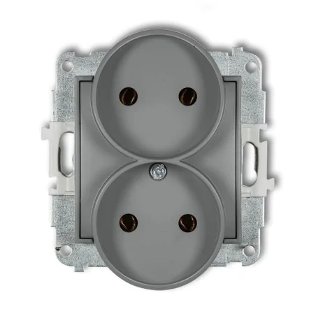 Gniazda-podwojne-podtynkowe - gniazdo podwójne bez uziemienia do ramki mini karlik szary mat 27mgpr-2 