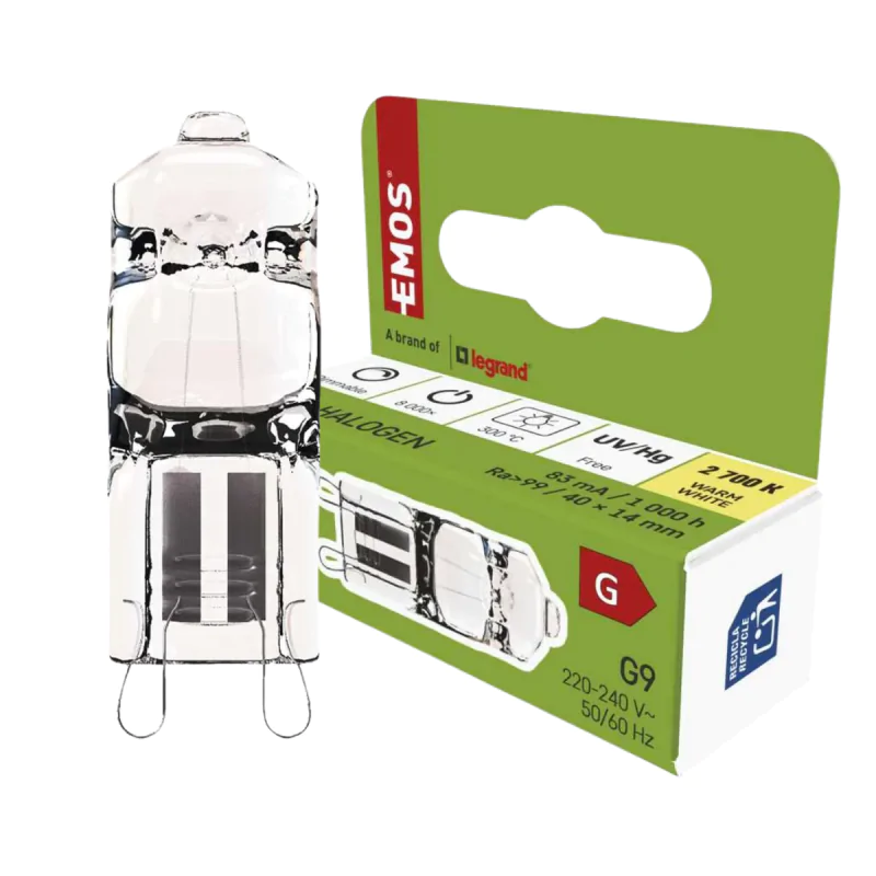 Gwint-trzonek-g9 - żarówka halogenowa jc g9 o mocy 25w ciepła odporna na wysokie temperatury ze0505a emos firmy EMOS 