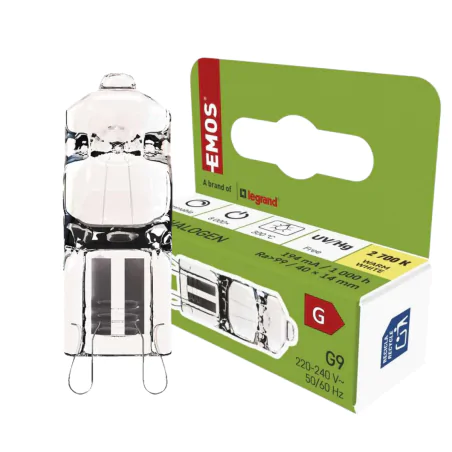 Gwint-trzonek-g9 - żarówka halogenowa jc g9 ciepła o mocy 42w odporna na wysokie temperatury ze0306 emos 