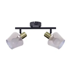 Lampy-sufitowe - lampa ścienno-sufitowa podwójna listwa oświetleniowa czarno-złota ayra ideus