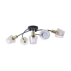 Lampy-sufitowe - fikuśna lampa ścienno-sufitowa listwa oświetleniowa czarno-złota słupeł 5xe14 ayra ideus