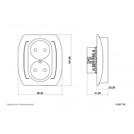 Gniazda-elektryczne - srebrne gniazdo podwójne bez uziemienia kompletne 7gp-2p trend karlik 