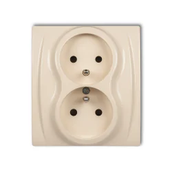 Gniazda-elektryczne - 1lgp-2zp gniazdo elektryczne podwójne z uziemieniem kremowe monoblok logo karlik
