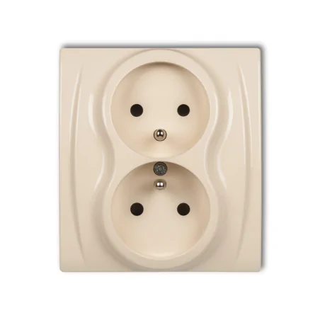 Gniazda-elektryczne - 1lgp-2zp gniazdo elektryczne podwójne z uziemieniem kremowe monoblok logo karlik 