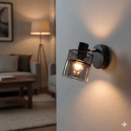 Kinkiety-do-salonu - geometryczny kinkiet na żarówkę e14 lampa ścienna loftowa montana ideus 